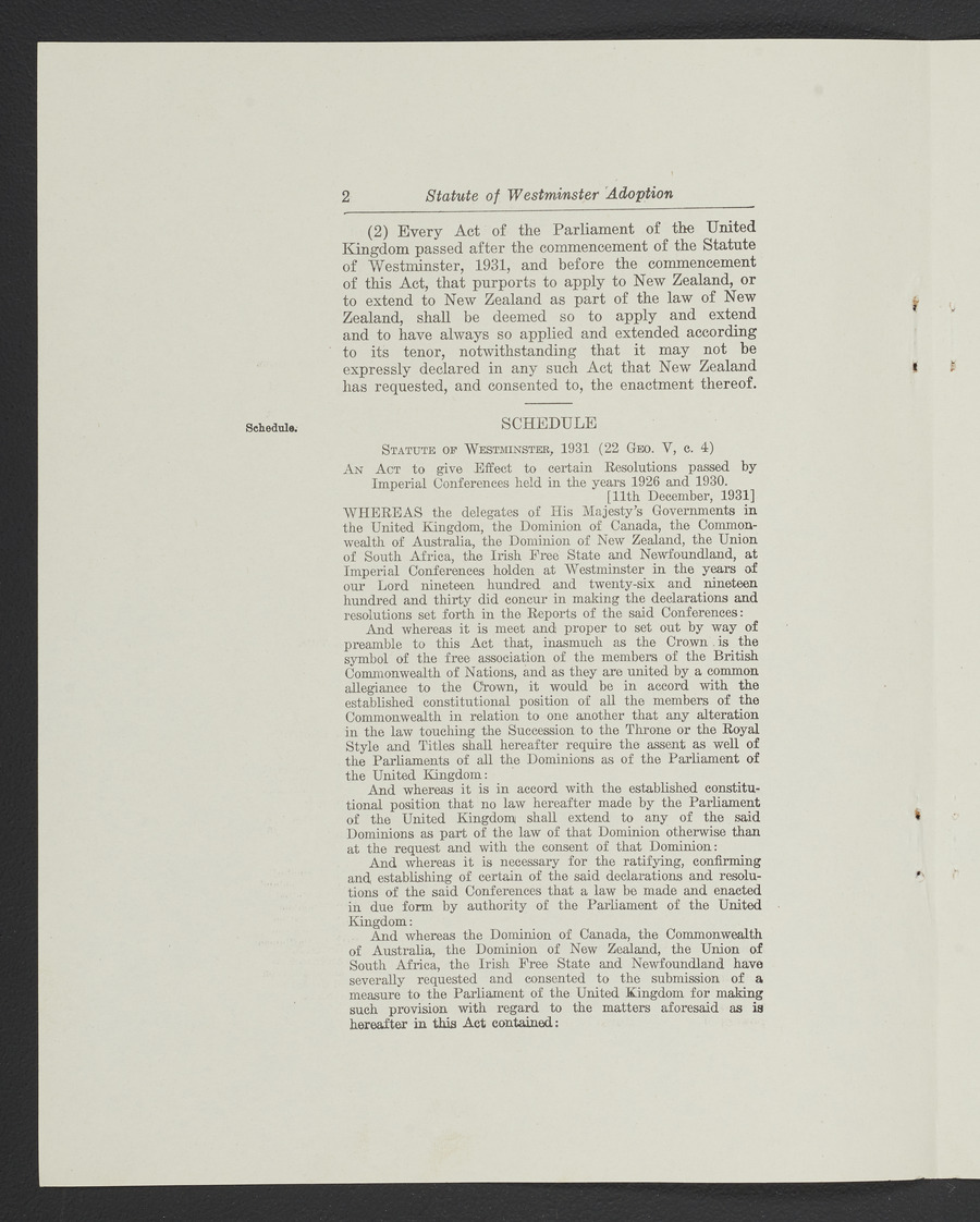 Statute of Westminster 1931