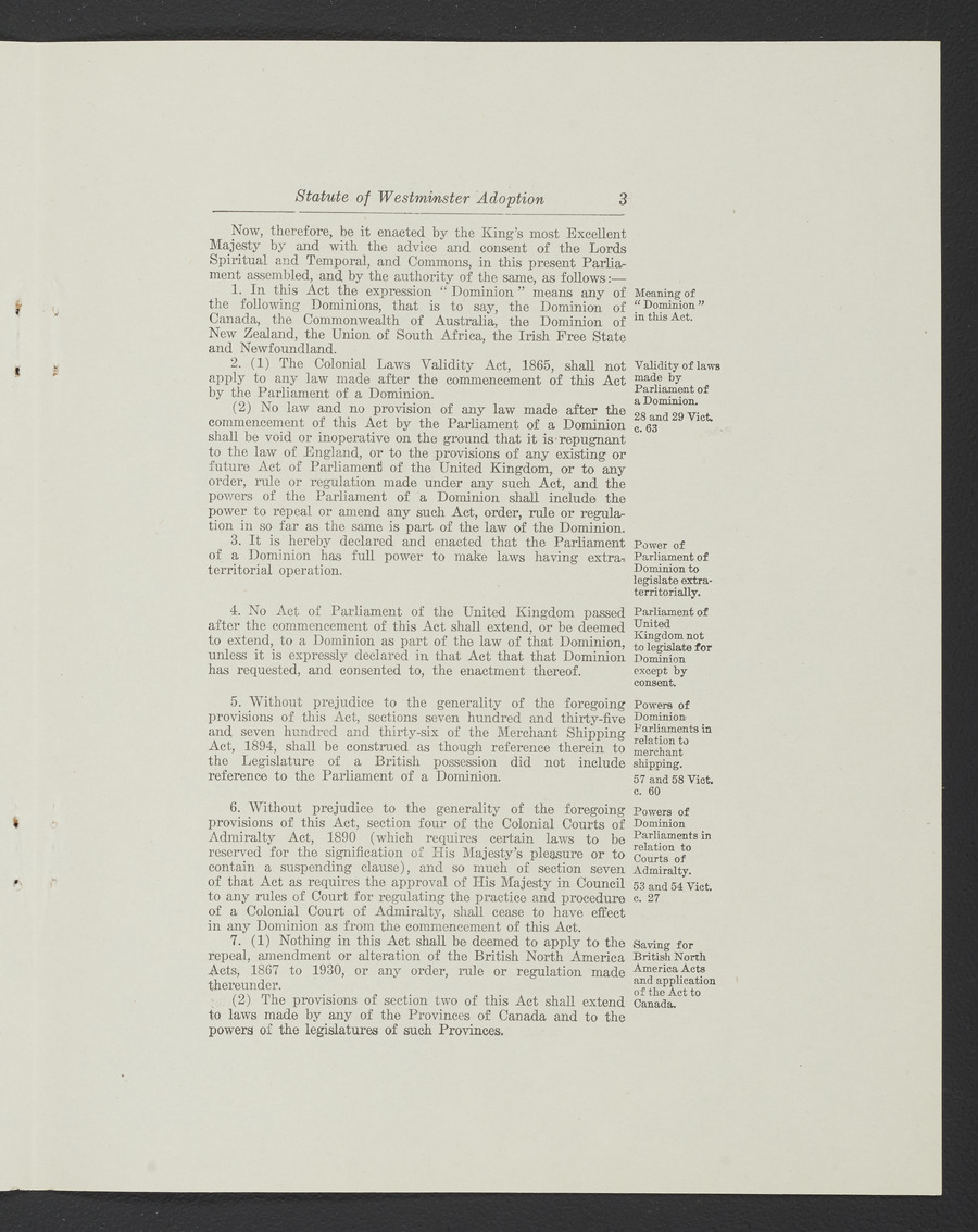 Statute of Westminster 1931